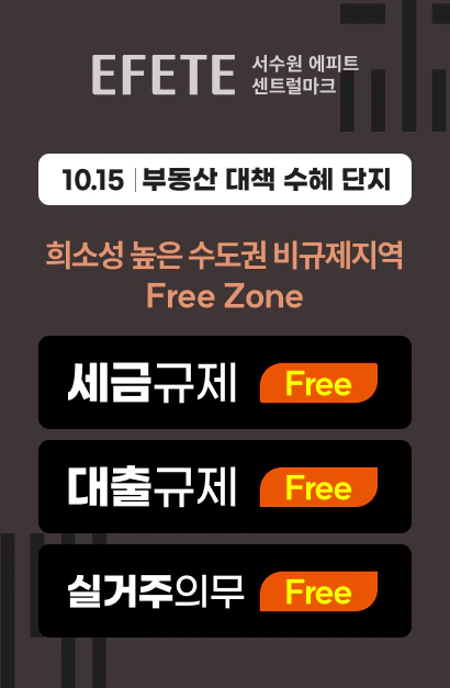 10.15 부동산 대책 수혜 단지 — 희소성 높은 수도권 비규제지역 Free Zone: 세금규제·대출규제·실거주의무 Free